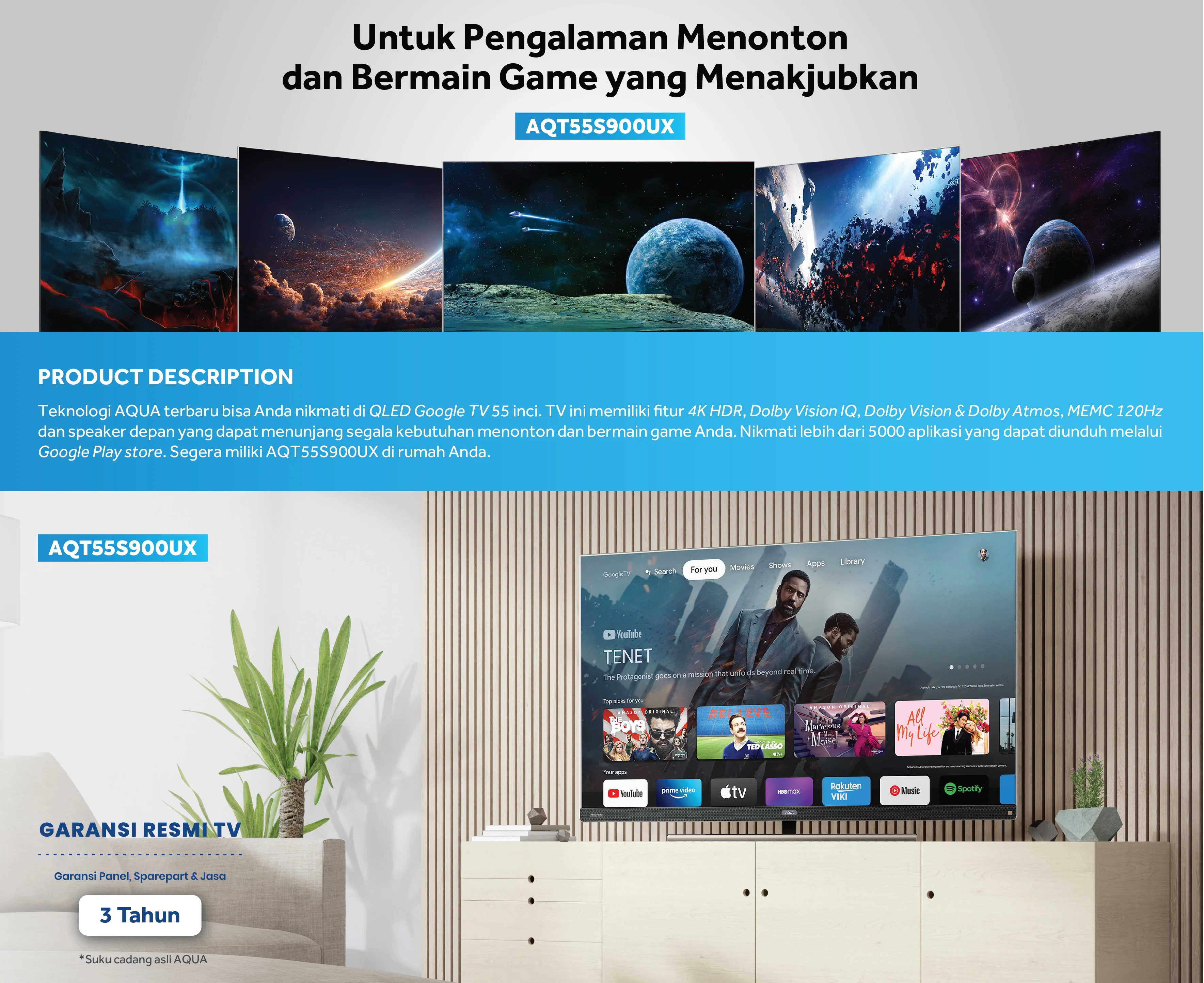 Smart TV AQUA Elektronik AQT55S900UX